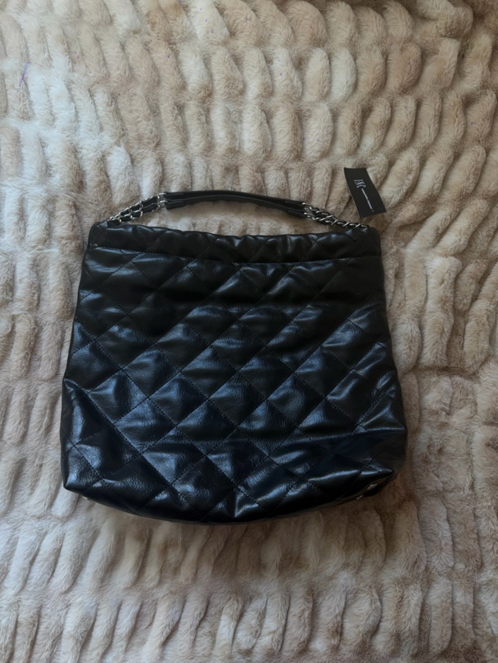 Quilted Black Leather Shoulder Bag - Women